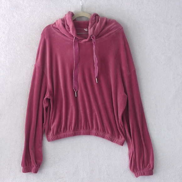 Daily Practice Anthropologie Women's Pink Velour Ribbon Oversized Sweater Size M - Picture 1 of 6
